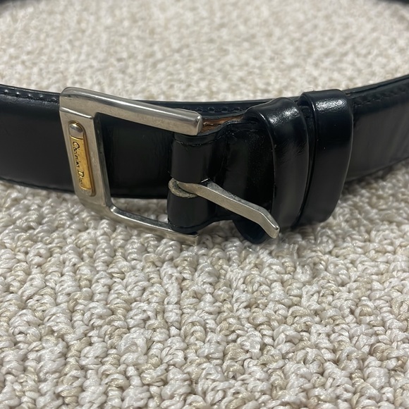 Christian Dior CD Black Leather Belt - Picture 2 of 7